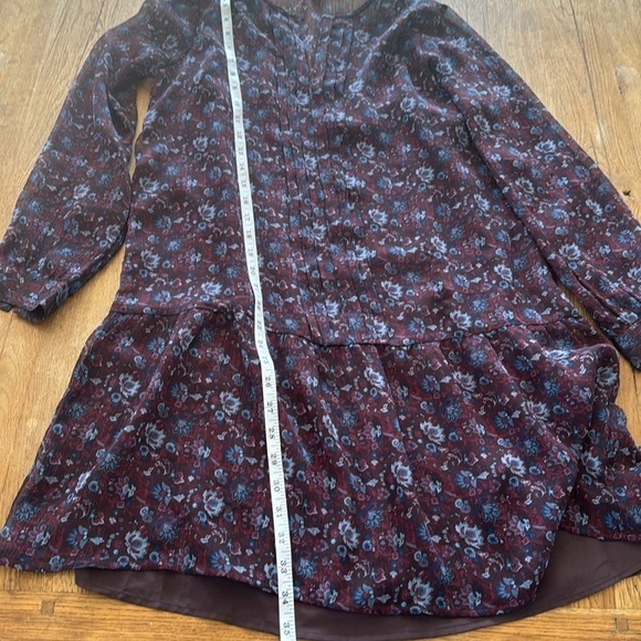 LOFT Dress Size SP Womens Purple Floral Print Shift Long Sleeve - Picture 4 of 6